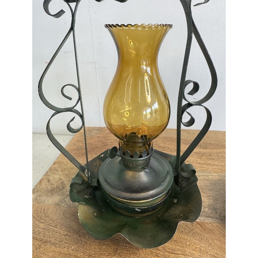 Vintage Amber Glass and Metalwork Lantern - Decorative Home Accent - Picture 4 of 9